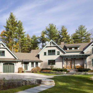 Timber frame custom home front exterior