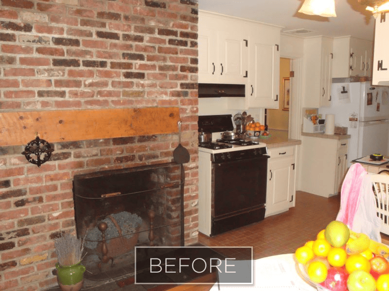 Before: Kitchen toward Dining Room-A major challenge was removing a chimney that went from the finished basement, through to the first floor living room, and through the roof