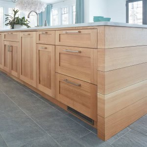 White oak paneled island closeup