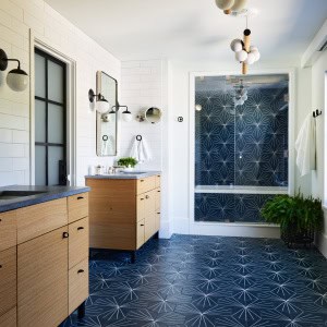 COASTAL MODERN FARMHOUSE OWNERS SUITE BATHROOM