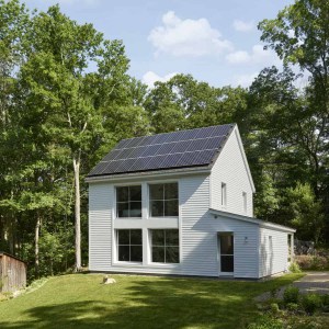 Designed with energy conservation as the top priority, this home produces more energy than it uses, reducing its environmental impact.  All electricity is generated by a solar array on the roof, so no fossil fuels are burned.