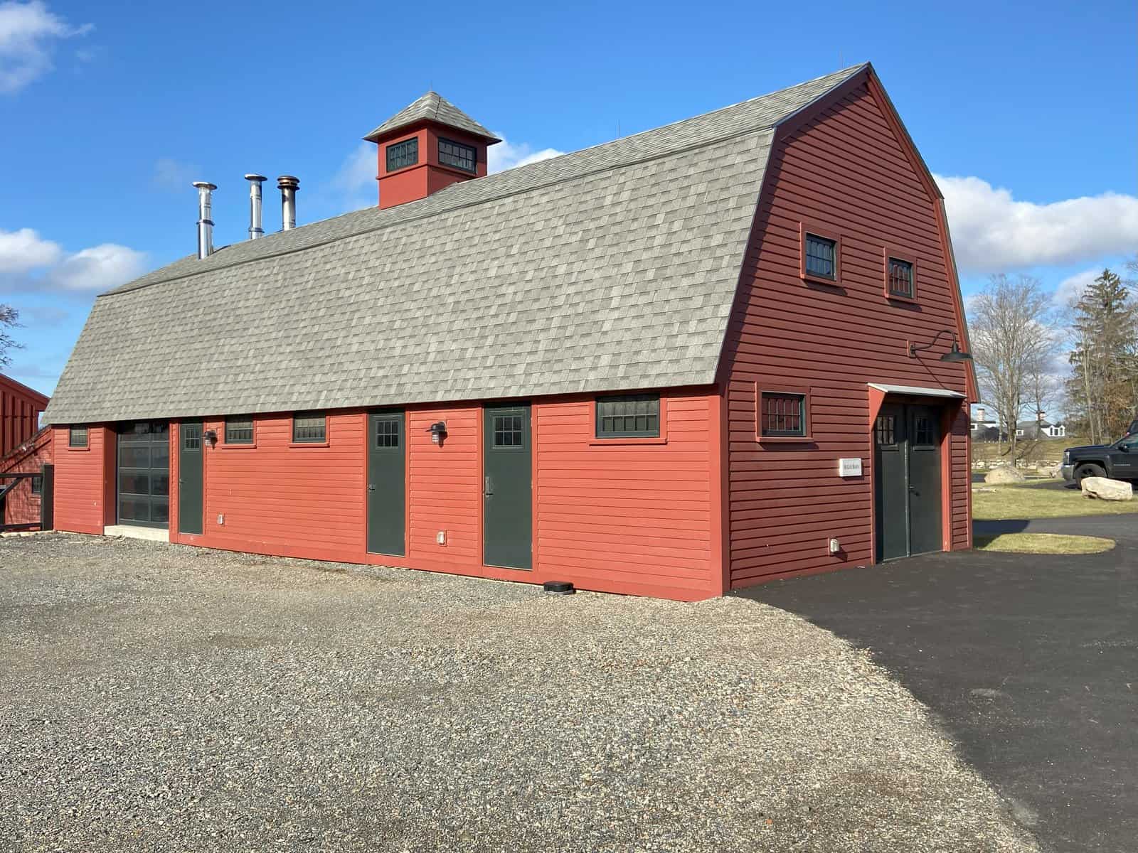The renovated barn produces 200 gallons of maple sugar each year from 650 taps on the property. The doors and windows were replaced, and a cupola that lights up at night was added to improve the property's aesthetic appeal.