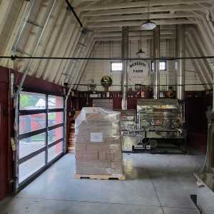 The old bull stalls and loft were removed, and the roof was reinforced with custom turnbuckle tie rods.