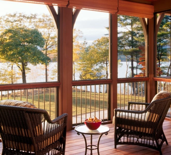 Maine Lakes Region Custom Home Screen Porch