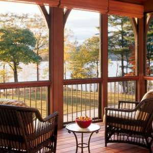 Maine Lakes Region Custom Home Screen Porch