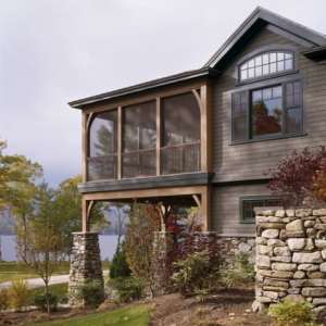 Maine Lakes Region Custom Home Screen Porch