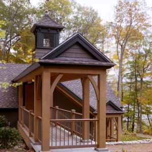 Maine Lakes Region Custom Home Post & Beam Covered Bridge