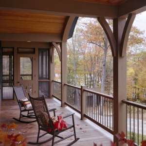 Maine Lakes Region Custom Home Porch