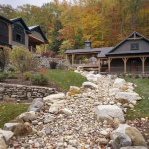 Maine Lakes Region Custom Home Dry Riverbed