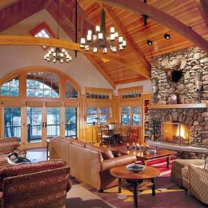 Maine Lakes Region Custom Home Living Room