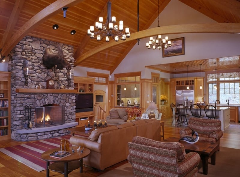 Maine Lakes Region Custom Home Living Room 2