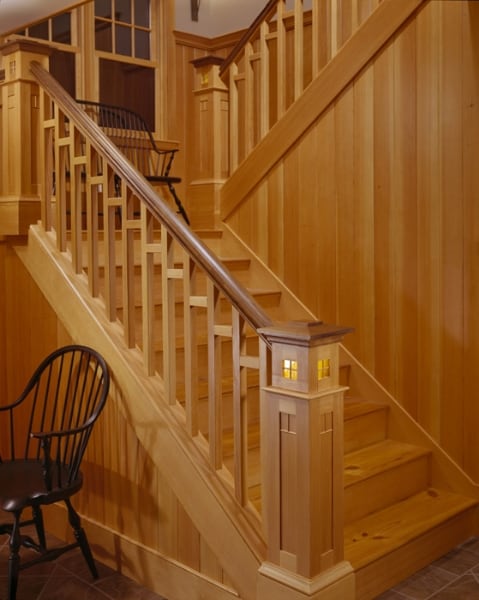 Maine Lakes Region Custom Home Craftsman Style Staircase