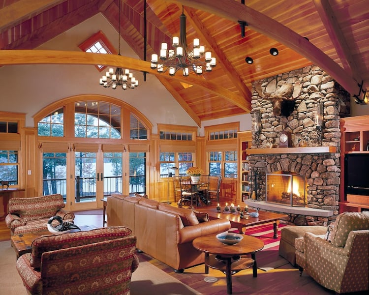 Maine Lakes Region Custom Home Living Room