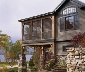Maine Lakes Region Custom Home Screen Porch