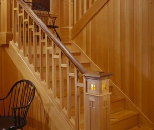 Maine Lakes Region Custom Home Craftsman Style Staircase