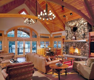 Maine Lakes Region Custom Home Living Room