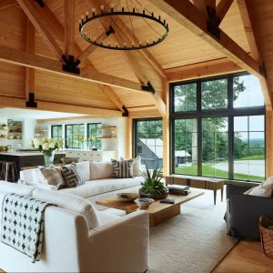 View from living room into kitchen. A wall was removed to connect the two spaces.
