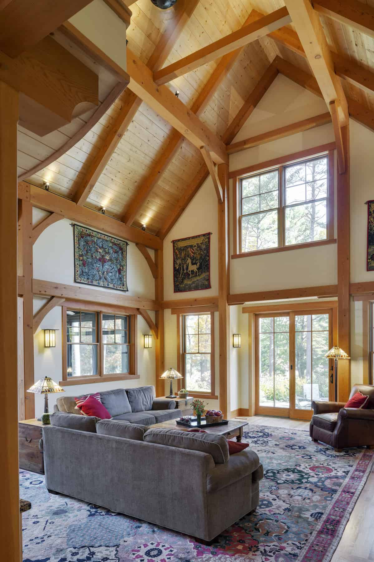 Boston area Timber Frame Custom Home living room
