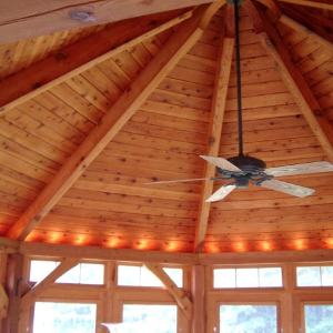 Timber Frame Three Season Room lIghting