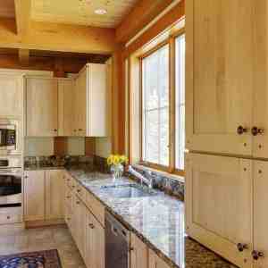 Timber frame custom home kitchen