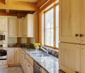Timber frame custom home kitchen